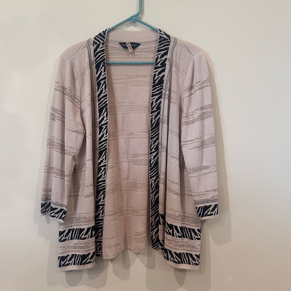 Ming Wang Beige and Black Patterned Blazer